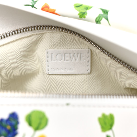 LOEWE Satin Calfskin Flower Print Small Puzzle Edge Bag
