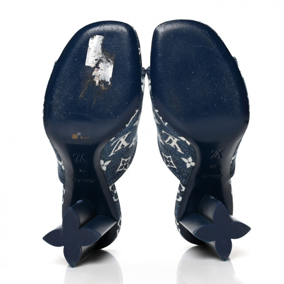 LOUIS VUITTON モノグラムミュール 39 Louis Vuitton Blue Denim Monogram Denim Mules Size 8.5/39