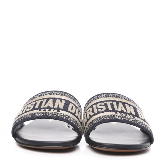 CHRISTIAN DIOR Canvas Embroidered Dway Mules Slide Sandals