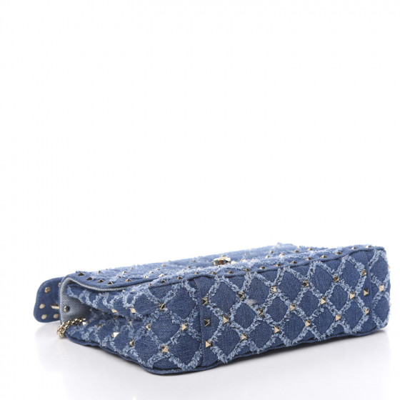 VALENTINO GARAVANI Denim Medium Rockstud Spike Shoulder Bag