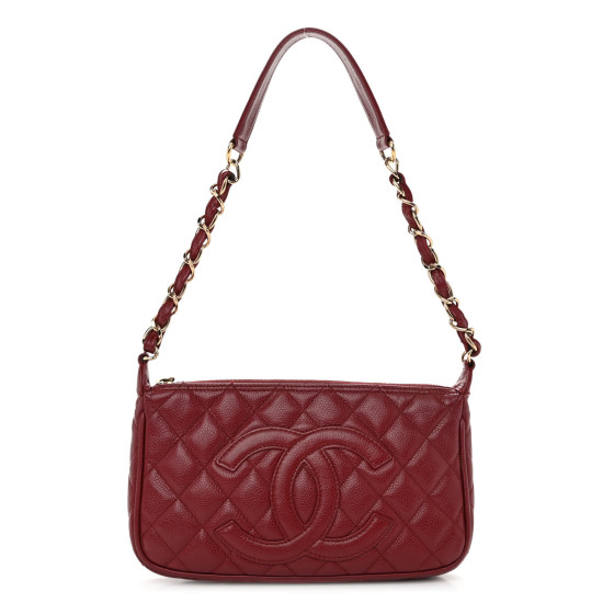 CHANEL Caviar Quilted Timeless CC Shoulder Bag Red