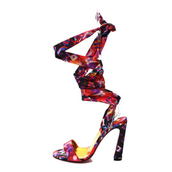 Christian Louboutin アートプリント 　36 Christian Louboutin Black Leather Embellished Slip On