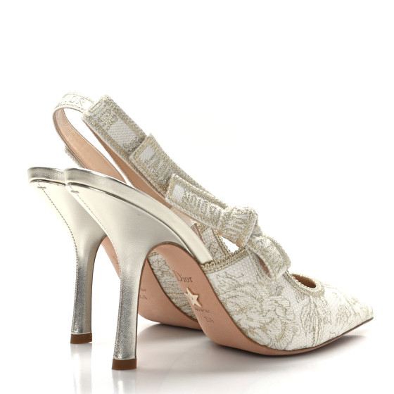 Dior シルク100% 刺繍入りナロータイ CHRISTIAN DIOR Cotton Ribbon Toile De Jouy J'Adior Slingback