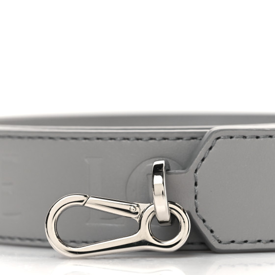 LOEWE Satin Calfskin Embossed Anagram Strap Pearl Grey