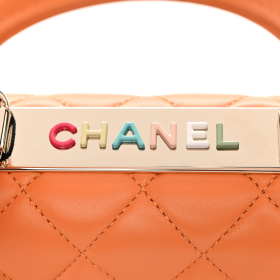 CHANEL Lambskin Lacquered Quilted Mini Trendy CC Dual Handle