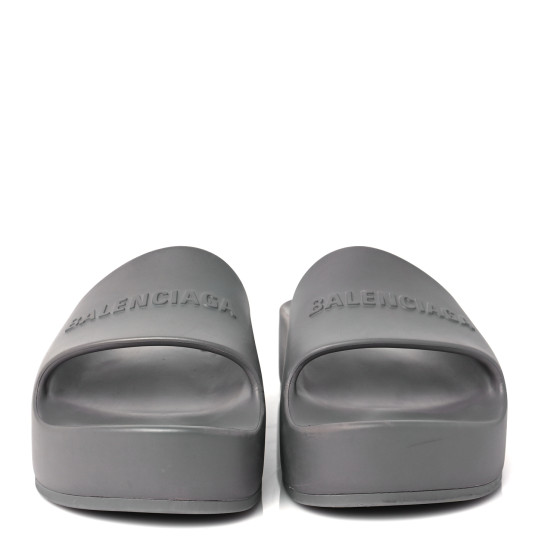 BALENCIAGA Rubber Womens Chunky Slide Sandals 38 Dark Grey