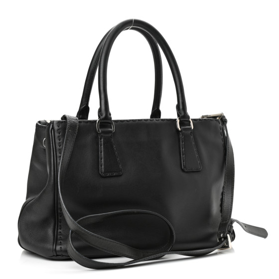 PRADA CITY CALF 2wayトート ブラック　/27 PRADA City Calf Grommet Large Double Zip Tote Black 1674741