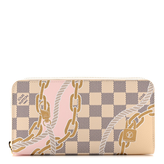 入荷now 安全 Azur Damier VUITTON LOUIS Nautical 1334093 Gold Wallet Zippy 小物