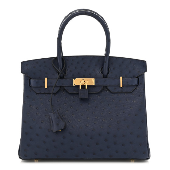 HERMES Ostrich Birkin 30 Bleu Iris 1334008 | FASHIONPHILE