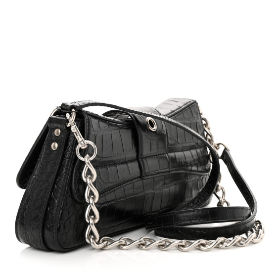 BALENCIAGA Calfskin Crocodile Embossed Small Lindsay