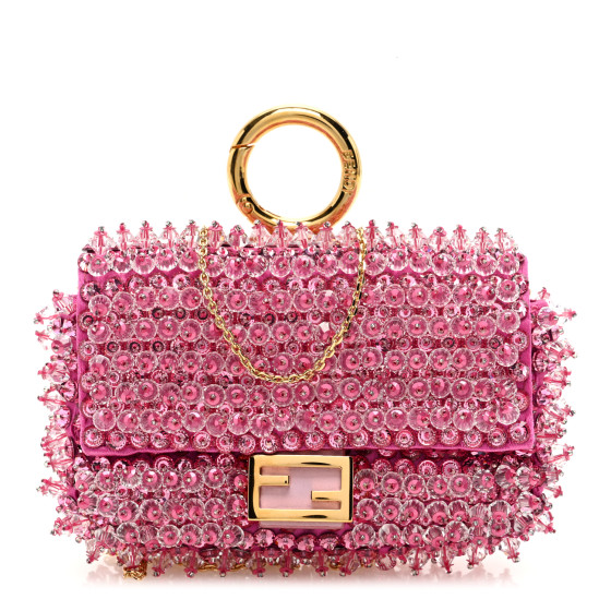 きらきら★クリスタル【FENDI】Baguette Fendi Silver Suede FF Crystal Iconic Medium Baguette Bag