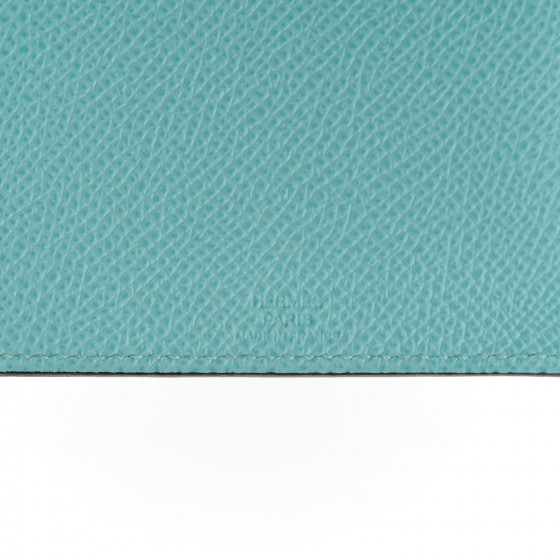HERMES Epsom Tarmac Dot PM Passport Holder Bleu Atoll Lime