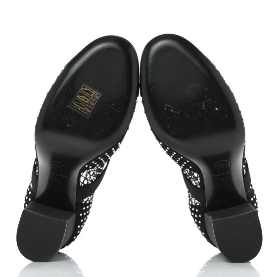 CHANEL Resille Strass Kid Suede Patent Mary Jane Short Boots