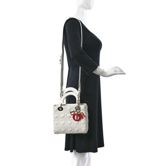 CHRISTIAN DIOR Lambskin Cannage Dioramour Heart Small Lady