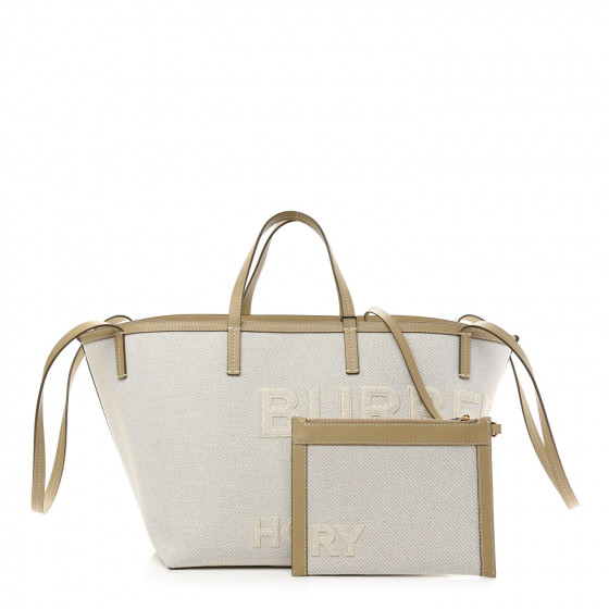 BURBERRY Cotton Canvas Mini Logo Horseferry Tote Bag Off