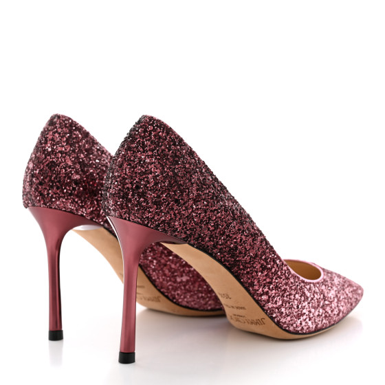 JIMMY CHOO Glitter Pointy Toe Romy 85 Pumps 35.5 Pink