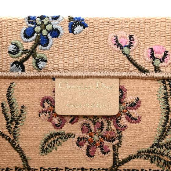 CHRISTIAN DIOR Raffia Embroidered Petites Fleurs Medium Book