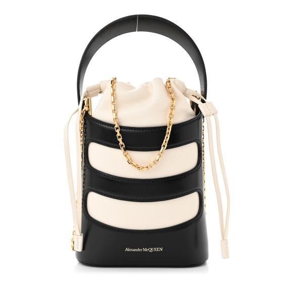 ALEXANDER MCQUEEN Calfskin The Rise Mini Bucket Bag White