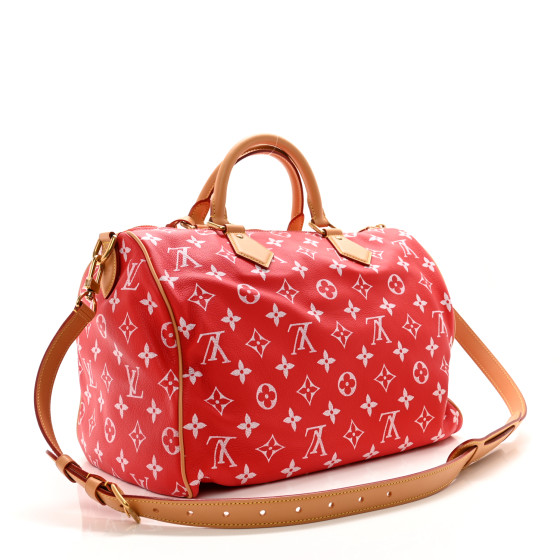 LOUIS VUITTON Calfskin Monogram Speedy P9 Bandouliere 40 Red