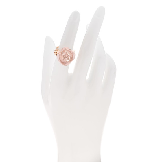 CHRISTIAN DIOR 18K Pink Gold Diamond Rose Quartz Dior Pre