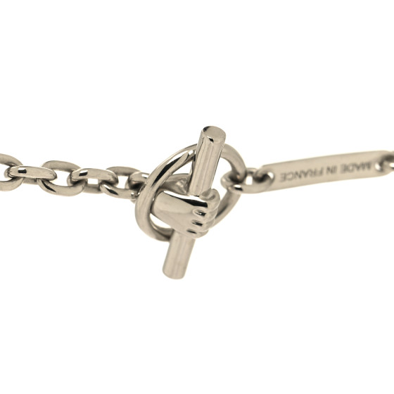 HERMES Lacquered Palladium Cavalier Necklace Craie 1324653