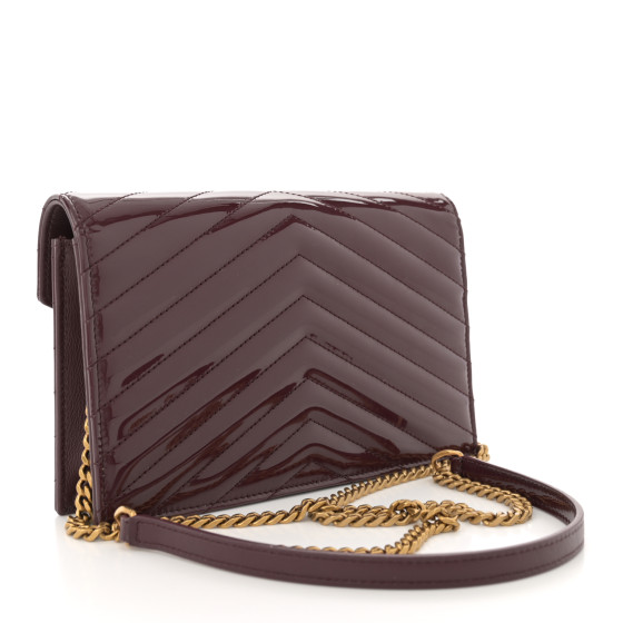 SAINT LAURENT Patent Calfskin Matelasse Chevron Monogram