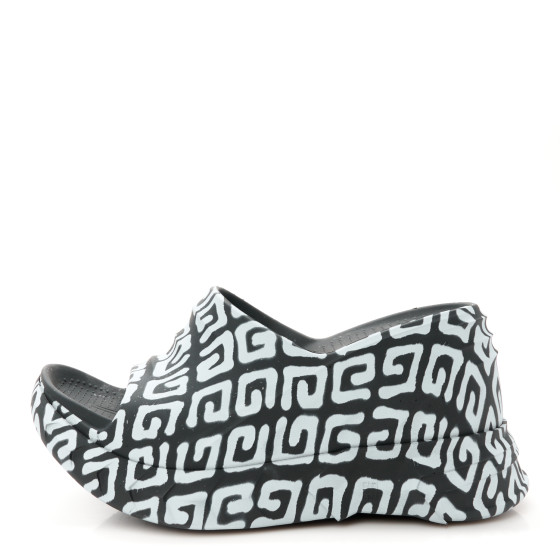 GIVENCHY Rubber 4G Print Marshmallow Wedge Slides 38 Black
