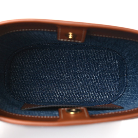 CELINE Denim Calfskin Triomphe Small Bucket Bag Blue 1629831