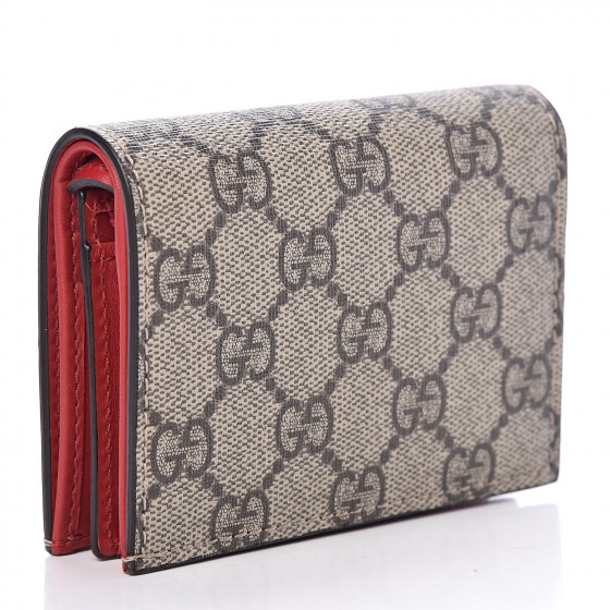 GUCCI GG Supreme Monogram Cherry Embellished Card Case