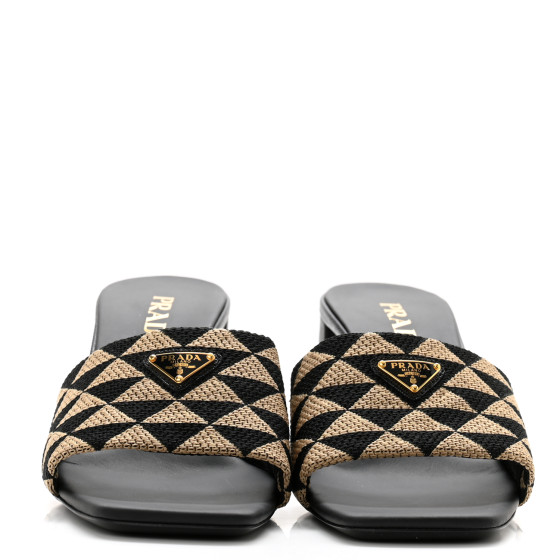 サンダル・ミュール PRADA Triangle logo sabot PRADA Jacquard Trianglolo Symbole Embroidered Metal Triangle