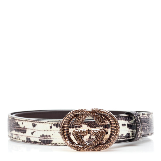 GUCCI Calfskin Embossed Tejus Painted Double G 25mm Belt 85