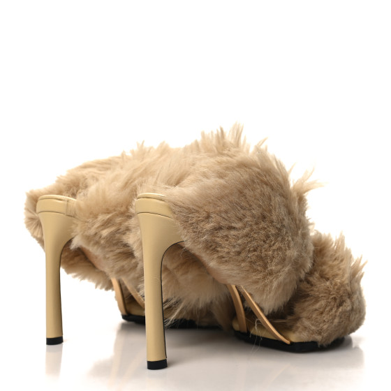 BOTTEGA VENETA Shearling Curve Soft Poodle Slide Sandals 37