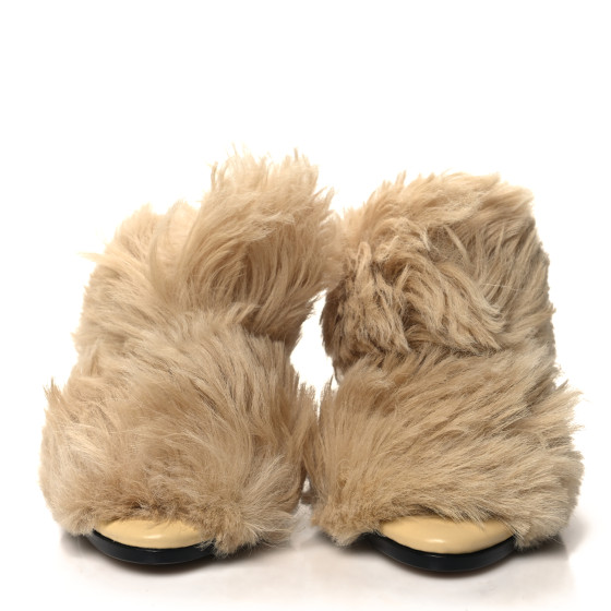 BOTTEGA VENETA Shearling Curve Soft Poodle Slide Sandals 37