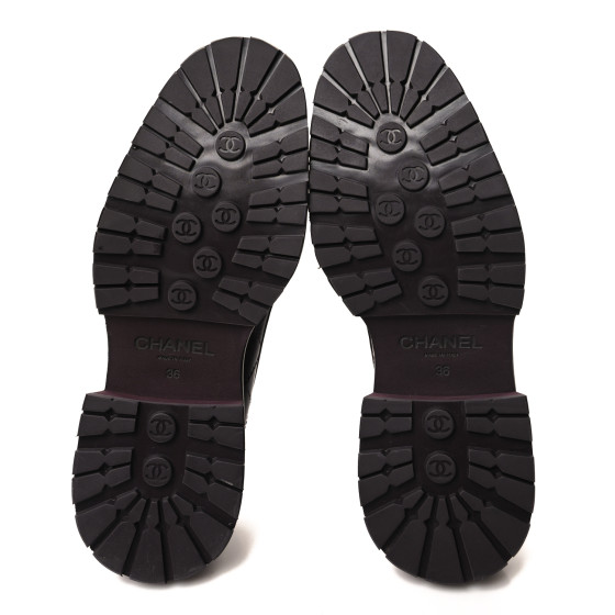 CHANEL Calfskin Quilted CC Mocassin Loafers 36 Dark Purple