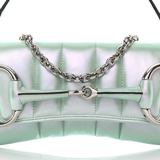 ショルダーバッグ・ポシェット Iridescent Green Horsebit Chain Medium Shoulder Bag Gucci Iridescent Green Horsebit Shoulder Bag - Runway Catalog
