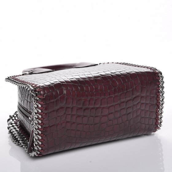 【関税&送料込】Stella Mccartney Burgundy Synthetic Leather Women Burgundy Falabella Tiny Tote Crinkled Patent Bag