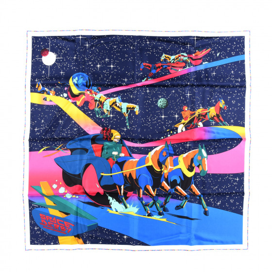エルメル　カレ　スペースダービー HERMES Silk Space Derby Scarf 90 Marine Rose Vif Multicolor