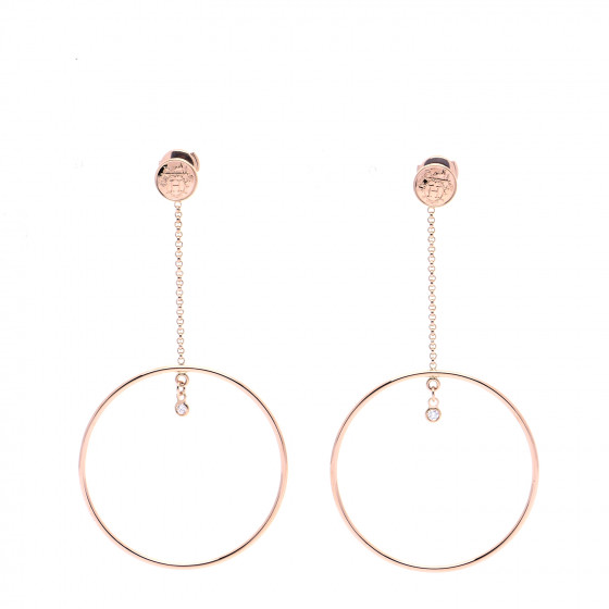 【HERMES】ダイヤモンド×Rose Gold☆ピアス Hermes Ex-Libris HERMES 18K Rose Gold Diamond Ex-Libris Earrings 796686