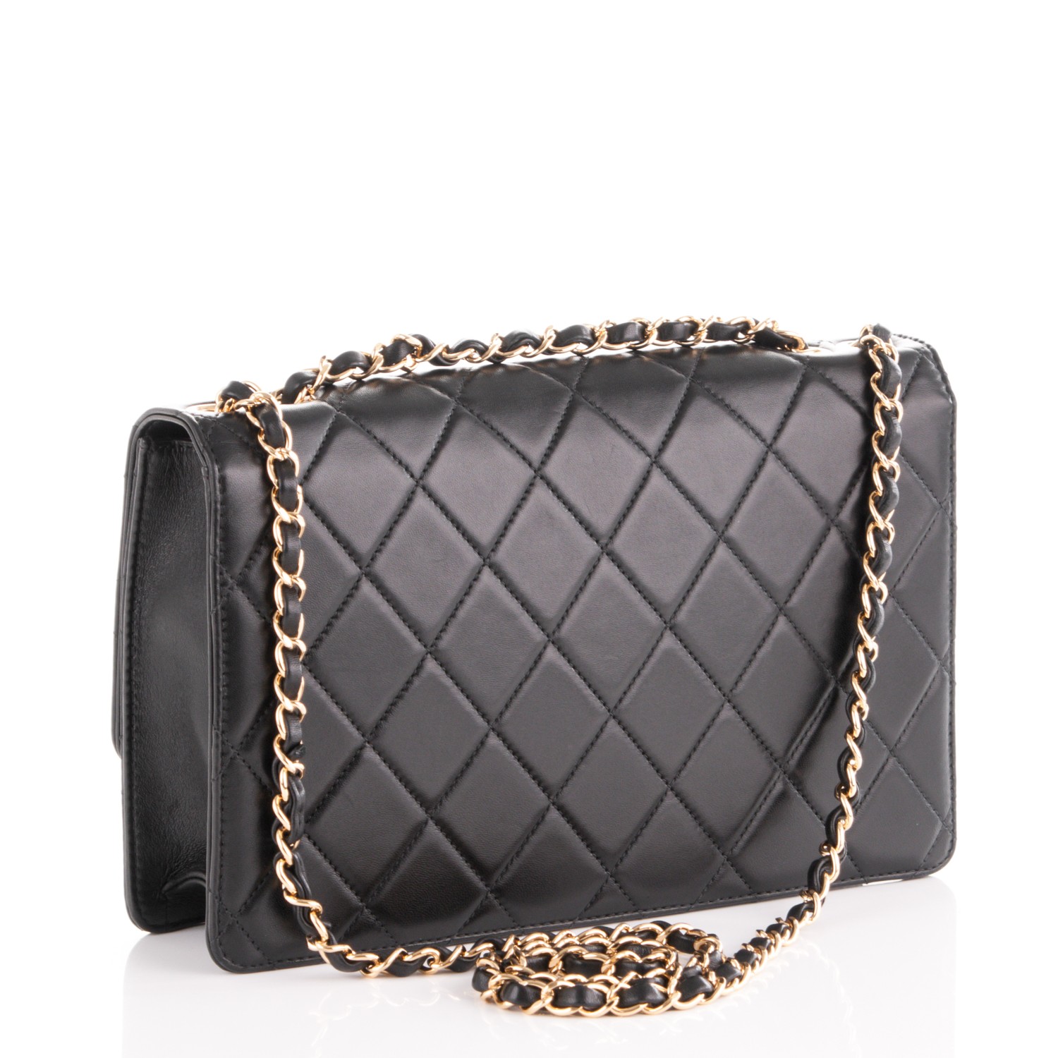 シャネル★ CHANEL Lambskin Quilted Large Golden Class Flap Black 177571
