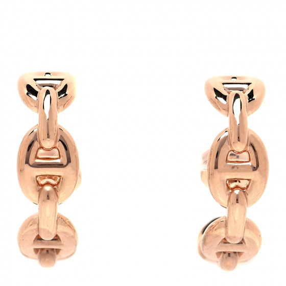 HERMES 稀少 ピアス ローズゴールド Chaine d'ancre Enchainee HERMES 18K Rose Gold Chaine d'Ancre Enchainee Earrings