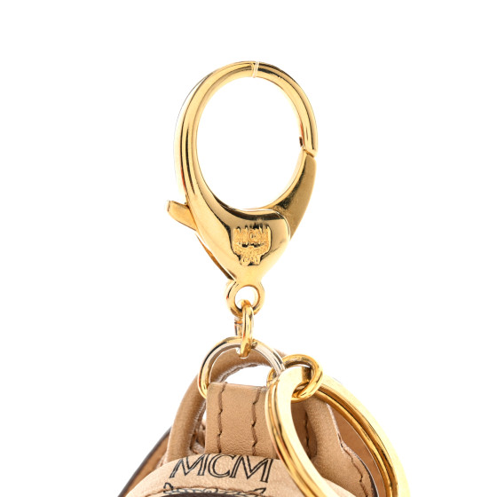 MCM★素敵！Champange Gold llic Visetos Pig Key Ring New MCM $250 Zoo Champagne Gold Visetos PIG Keychain Ring
