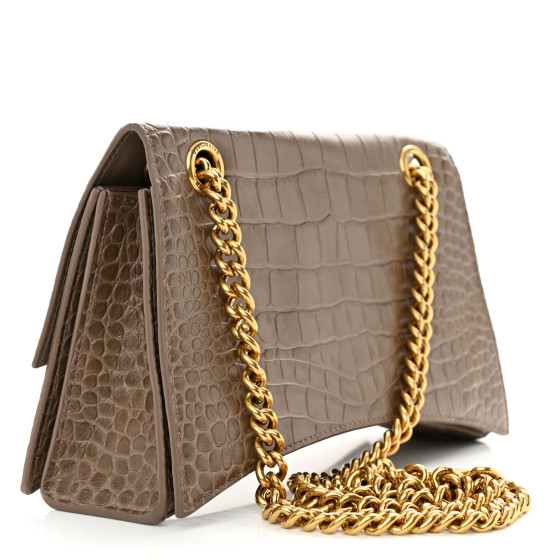 BALENCIAGA Extra Supple Calfskin Crocodile Embossed Small