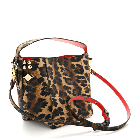 CHRISTIAN LOUBOUTIN Crepe Satin Leopard Print Empire Spike