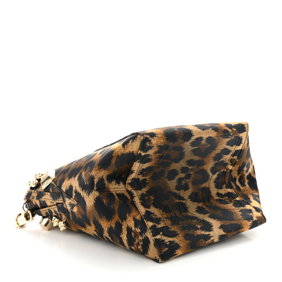 CHRISTIAN LOUBOUTIN Crepe Satin Leopard Print Empire Spike