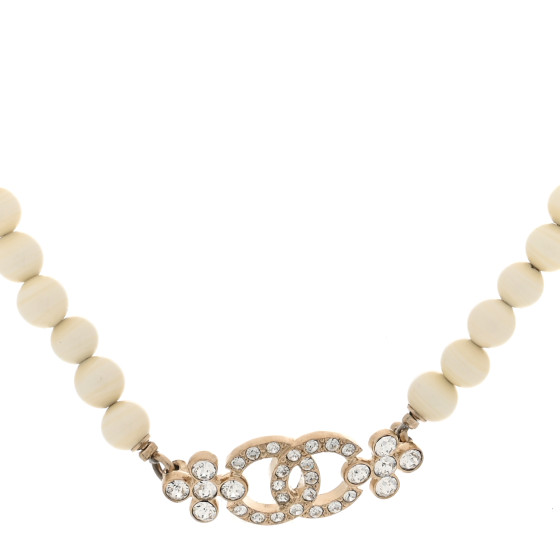 CHANEL - ちょこ CHANEL Enamel Crystal CC Flower Choker Necklace White Light