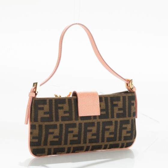 ヴィンテージ　zucca FENDI Zucca Crystal Floral Pochette Tobacco Pink 181152