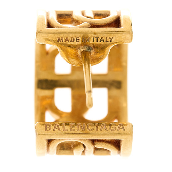 BALENCIAGA Metal BB Logo Hoop Earrings Gold 1446095