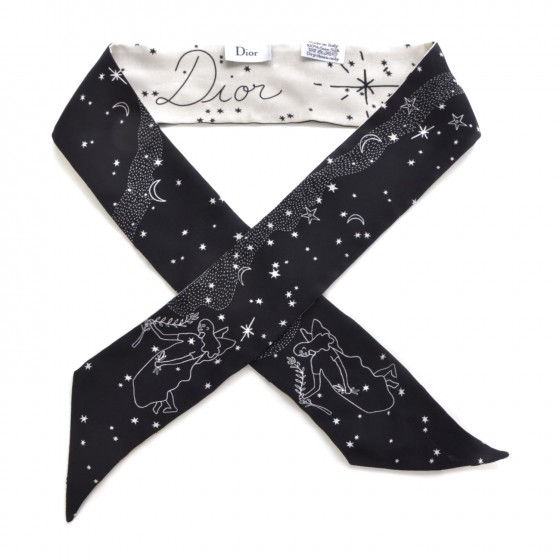 CHRISTIAN DIOR Silk Zodiac Virgo Mitzah Scarf Black 294340