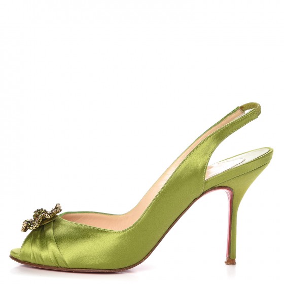 CHRISTIAN LOUBOUTIN Satin Fiorellino Peep Toe Slingback 37.5