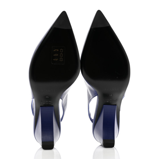 HERMES Nappa Antim 55 Slingback Pumps 36 Bleu Electrique